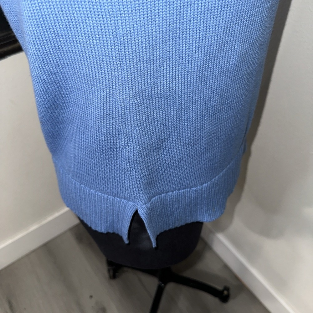 Tommy Hilfiger Womens Crochet Trim Sleeveless Blouse Size L Knit Blue - Picture 8 of 12